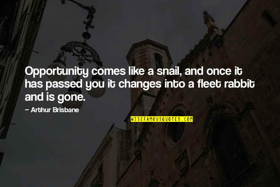 Suang Blackboard Quotes By Arthur Brisbane: Opportunity comes like a snail, and once it