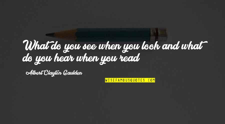 Suave Look Quotes By Albert Clayton Gaulden: What do you see when you look and