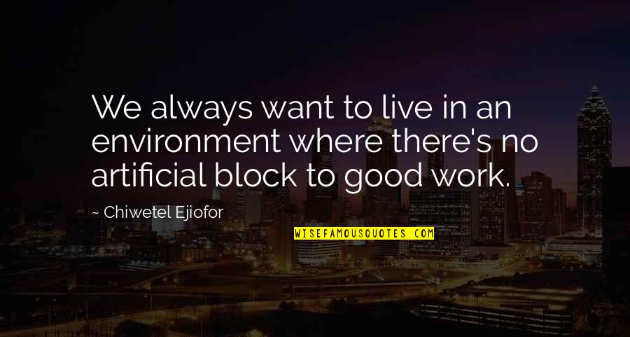 Subdural Hygroma Quotes By Chiwetel Ejiofor: We always want to live in an environment Subdural Hygroma Quotes By Chiwetel Ejiofor: We always want to live in an environment