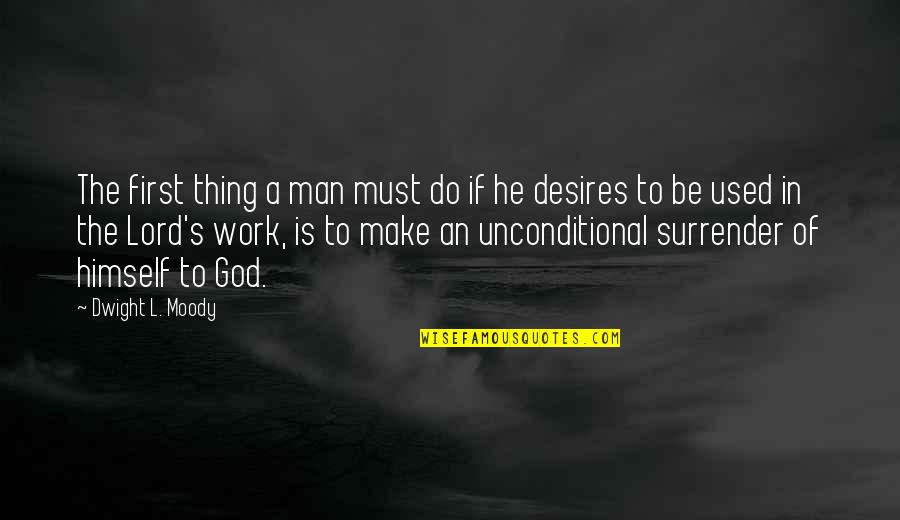 Subjectivated Quotes By Dwight L. Moody: The first thing a man must do if