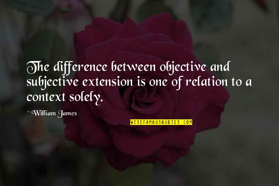 Subjective Vs Objective Quotes By William James: The difference between objective and subjective extension is