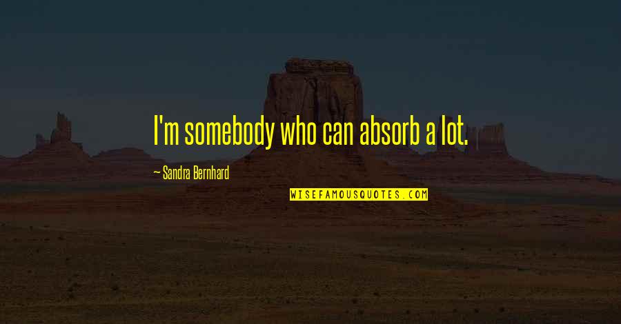 Subliminal Weed Quotes By Sandra Bernhard: I'm somebody who can absorb a lot.