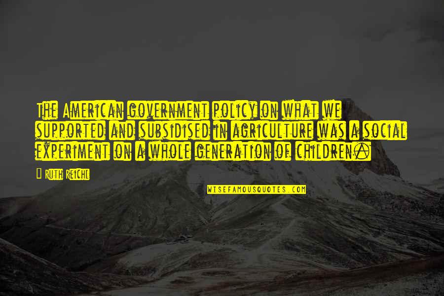 Subsidised Quotes By Ruth Reichl: The American government policy on what we supported