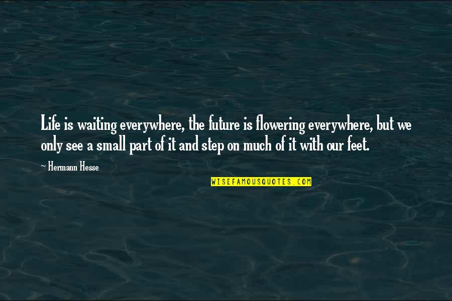 Substantiating Employment Quotes By Hermann Hesse: Life is waiting everywhere, the future is flowering