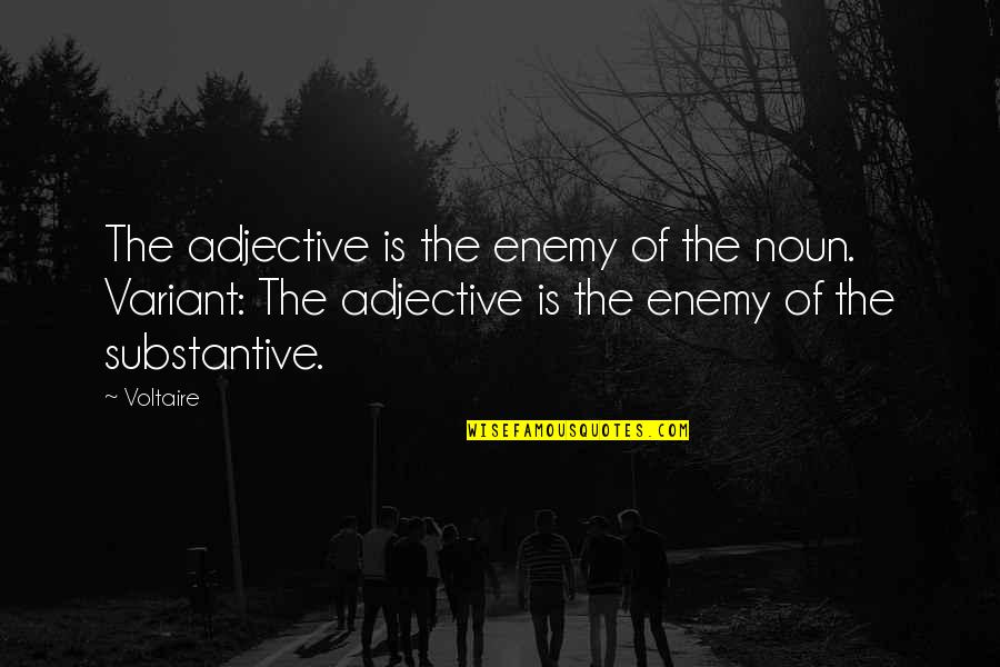Substantive Quotes By Voltaire: The adjective is the enemy of the noun.
