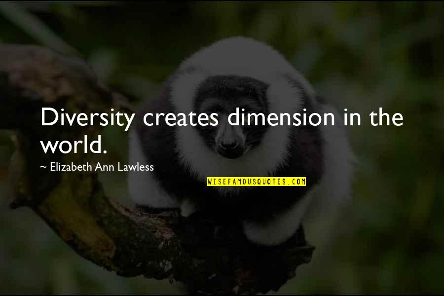 Substitutability Quotes By Elizabeth Ann Lawless: Diversity creates dimension in the world.