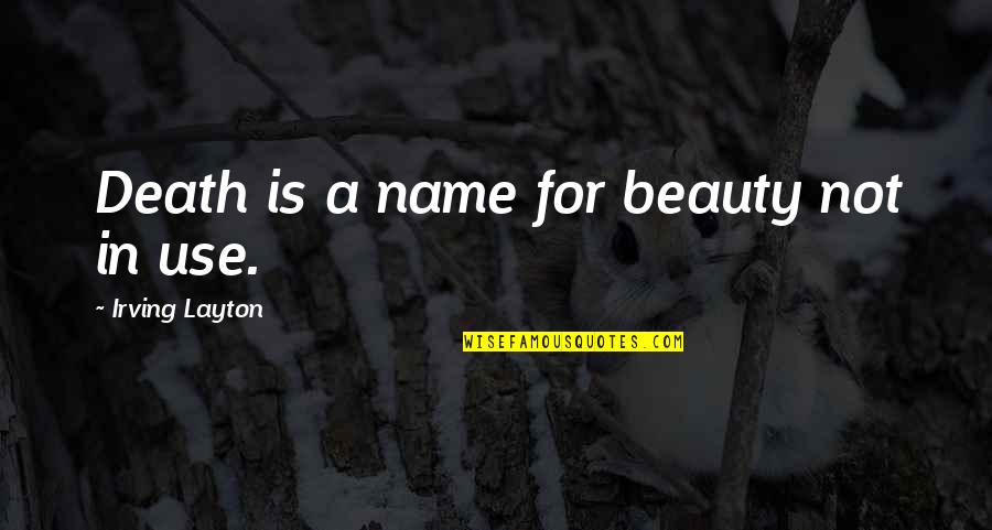 Substitutional Theology Quotes By Irving Layton: Death is a name for beauty not in Substitutional Theology Quotes By Irving Layton: Death is a name for beauty not in