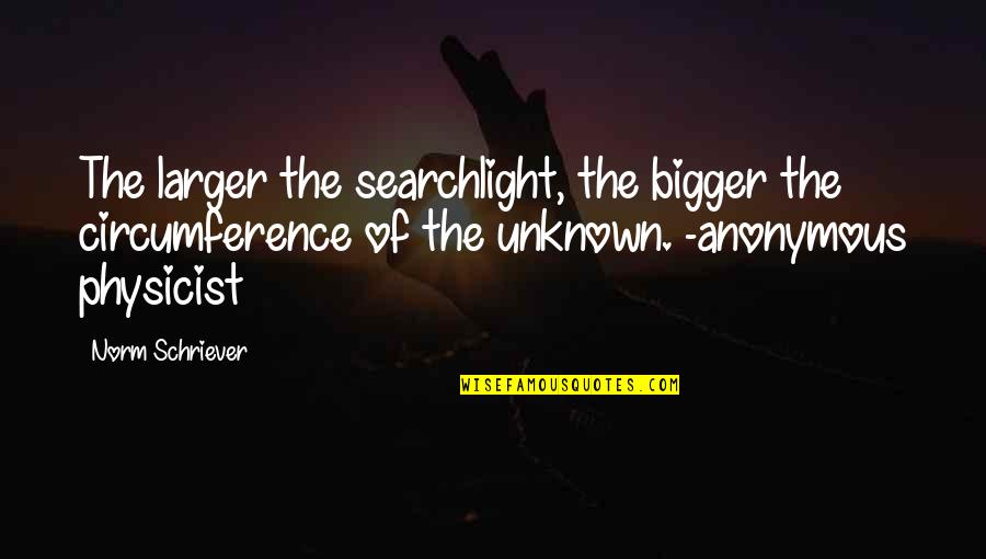 Subtexts Download Quotes By Norm Schriever: The larger the searchlight, the bigger the circumference