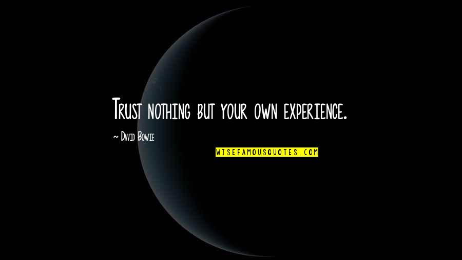 Subtler Quotes By David Bowie: Trust nothing but your own experience.