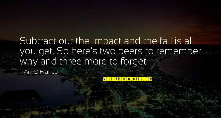 Subtract Quotes By Ani DiFranco: Subtract out the impact and the fall is