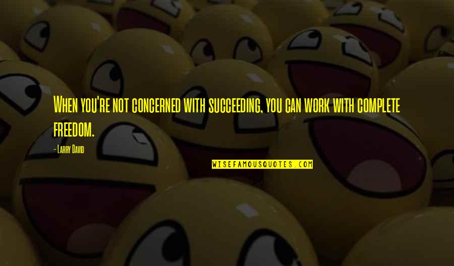 Succeeding Quotes By Larry David: When you're not concerned with succeeding, you can