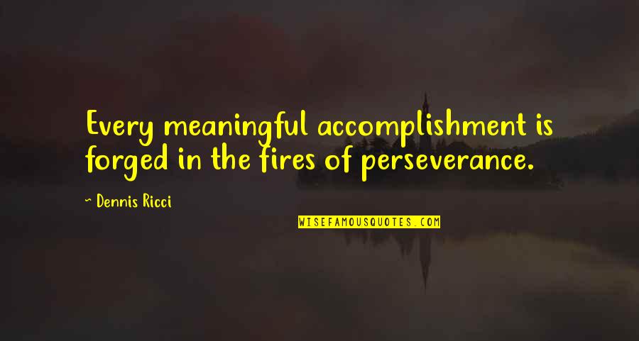 Success Accomplishment Quotes By Dennis Ricci: Every meaningful accomplishment is forged in the fires