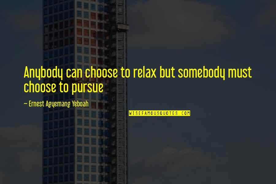 Success And Attitude Quotes By Ernest Agyemang Yeboah: Anybody can choose to relax but somebody must