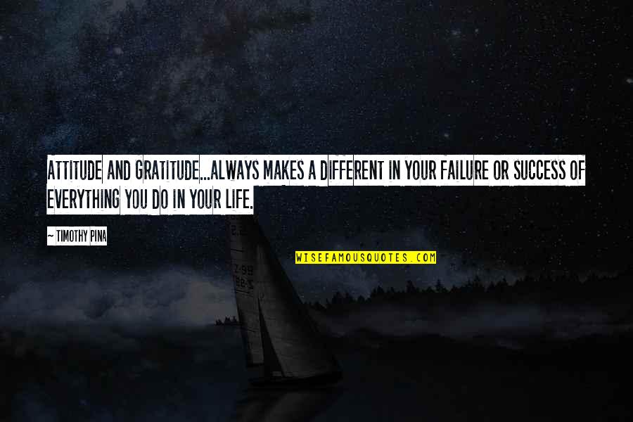 Success And Failure Motivational Quotes By Timothy Pina: Attitude and Gratitude...always makes a different in your