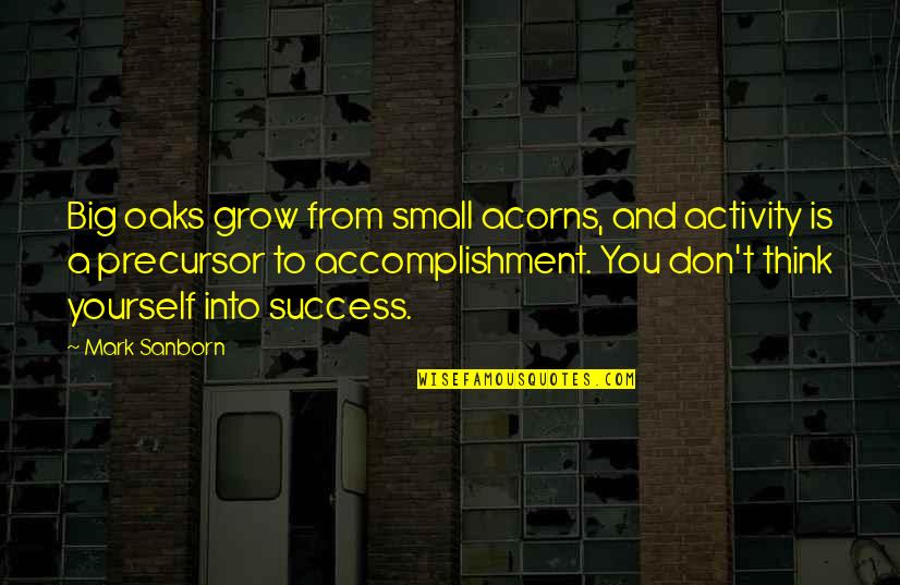 Success And Growth Quotes By Mark Sanborn: Big oaks grow from small acorns, and activity