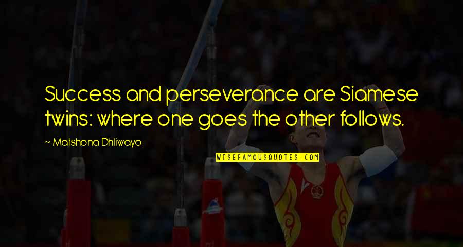 Success And Perseverance Quotes By Matshona Dhliwayo: Success and perseverance are Siamese twins: where one