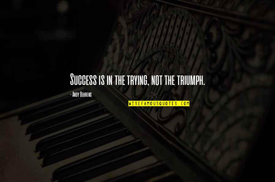 Success And Triumph Quotes By Andy Behrens: Success is in the trying, not the triumph. Success And Triumph Quotes By Andy Behrens: Success is in the trying, not the triumph.