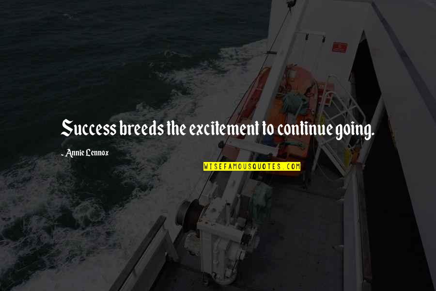 Success Breeds Quotes By Annie Lennox: Success breeds the excitement to continue going.