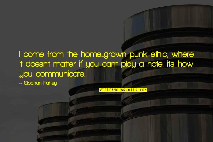 Success In Numbers Quote Quotes By Siobhan Fahey: I come from the home-grown punk ethic, where
