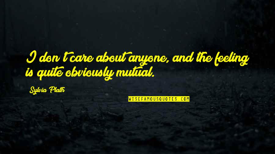 Success In The Gym Quotes By Sylvia Plath: I don't care about anyone, and the feeling