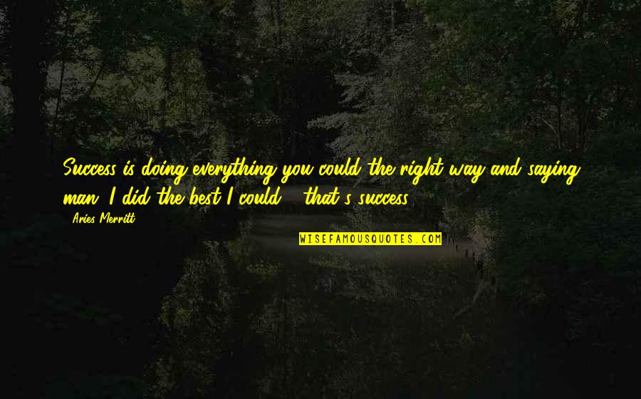 Success Is Everything Quotes By Aries Merritt: Success is doing everything you could the right