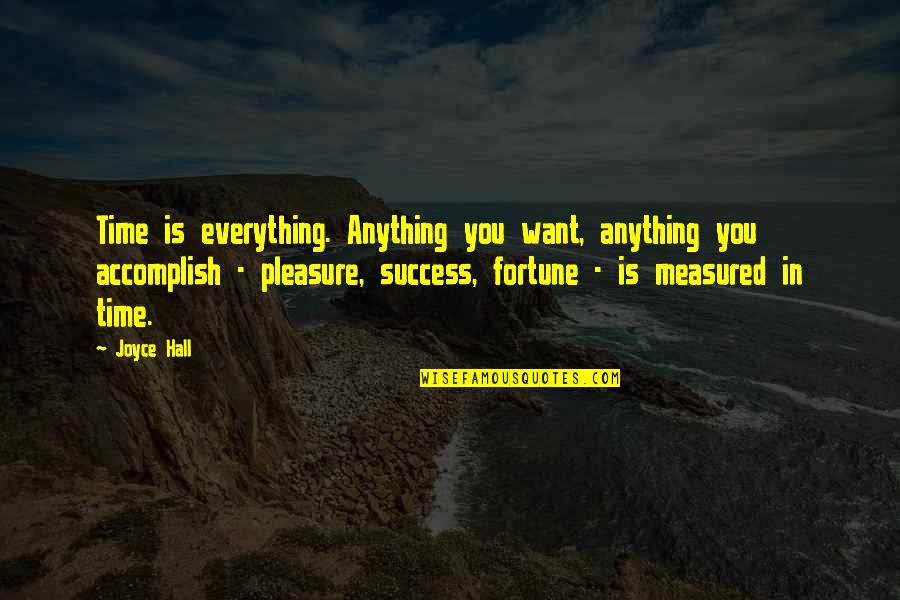 Success Is Not Measured By Quotes By Joyce Hall: Time is everything. Anything you want, anything you