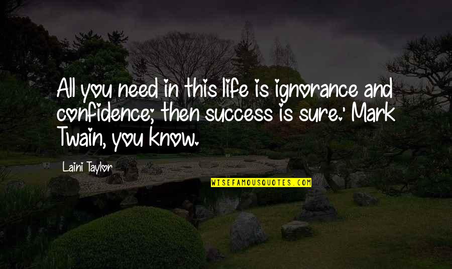 Success Is Sure Quotes By Laini Taylor: All you need in this life is ignorance