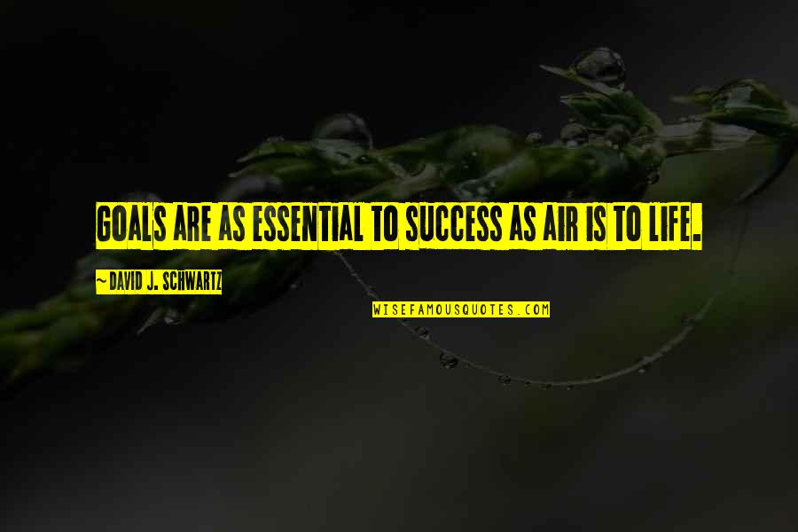 Success Life Quotes By David J. Schwartz: Goals are as essential to success as air