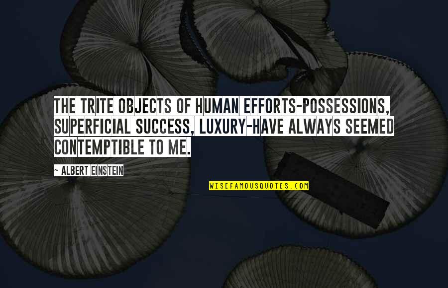 Success Luxury Quotes By Albert Einstein: The trite objects of human efforts-possessions, superficial success,
