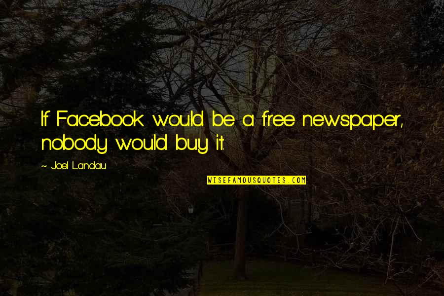 Success Motivational English Quotes By Joel Landau: If Facebook would be a free newspaper, nobody