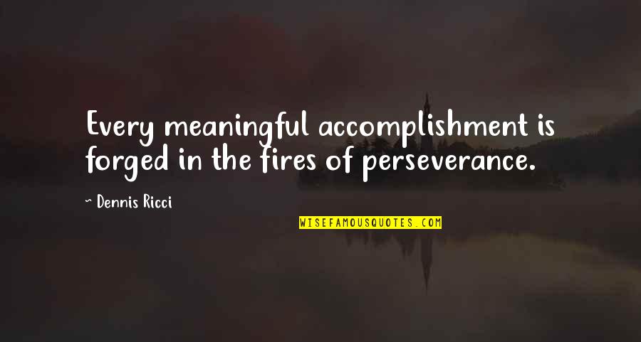 Success Perseverance Quotes By Dennis Ricci: Every meaningful accomplishment is forged in the fires