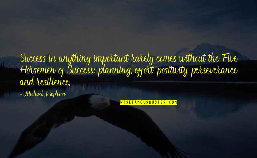 Success Perseverance Quotes By Michael Josephson: Success in anything important rarely comes without the