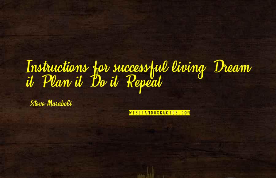 Success Plan B Quotes By Steve Maraboli: Instructions for successful living: Dream it. Plan it.