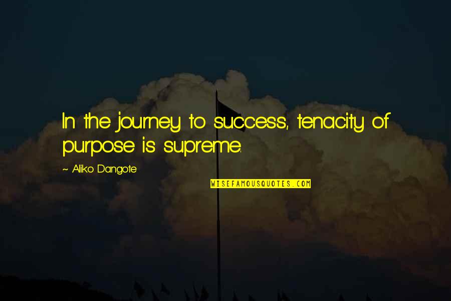 Success Purpose Quotes By Aliko Dangote: In the journey to success, tenacity of purpose