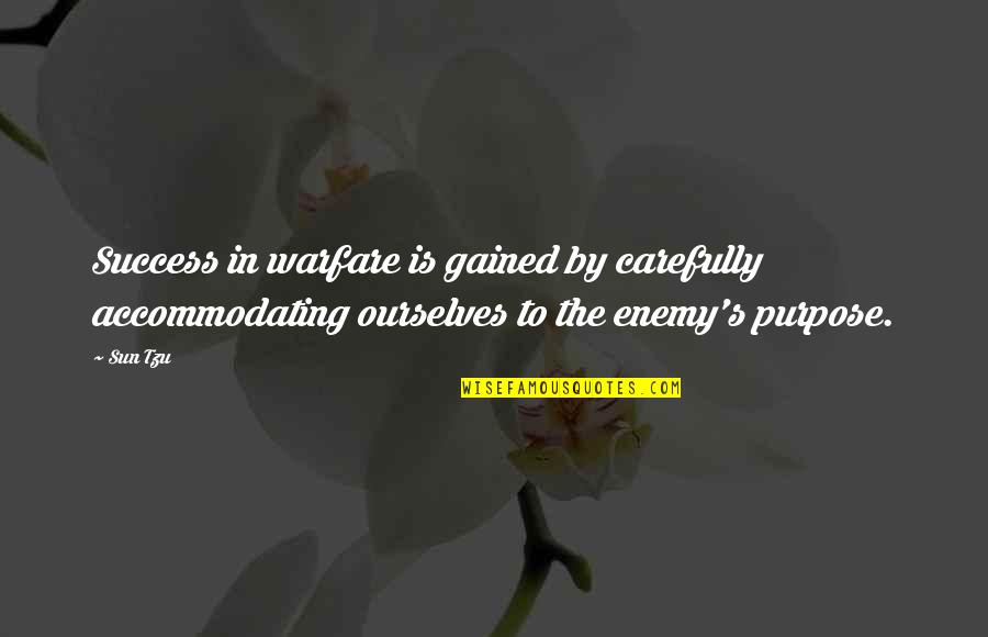 Success Purpose Quotes By Sun Tzu: Success in warfare is gained by carefully accommodating