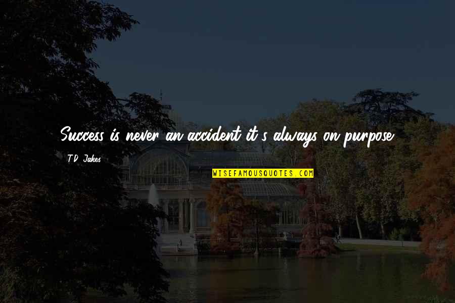 Success Purpose Quotes By T.D. Jakes: Success is never an accident it's always on