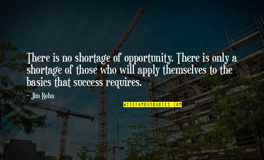 Success Requires Quotes By Jim Rohn: There is no shortage of opportunity. There is