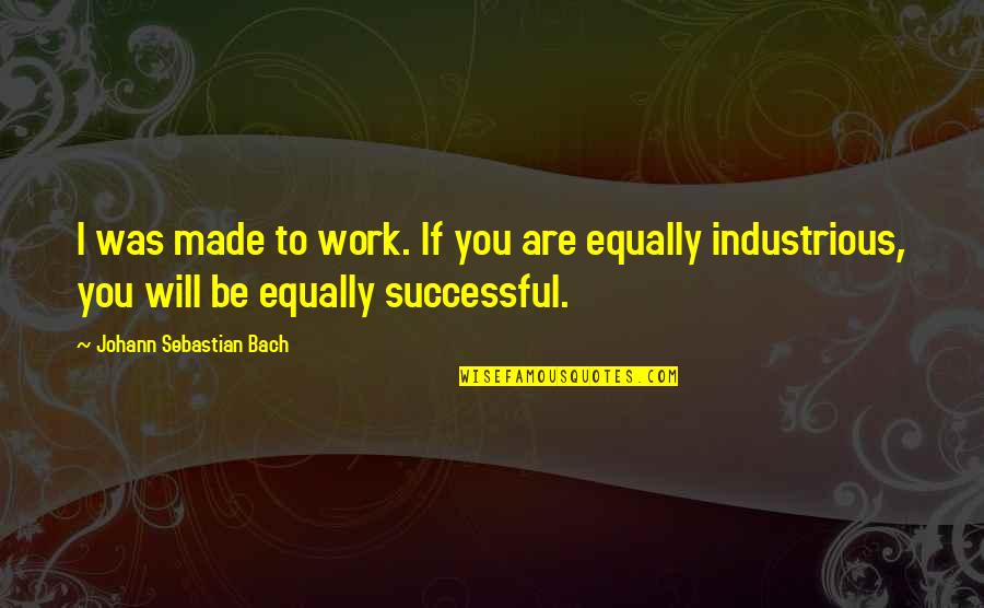 Successful Motivational Quotes By Johann Sebastian Bach: I was made to work. If you are