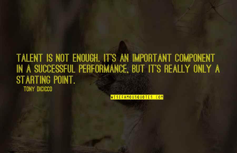 Successful Performance Quotes By Tony DiCicco: Talent is not enough. It's an important component