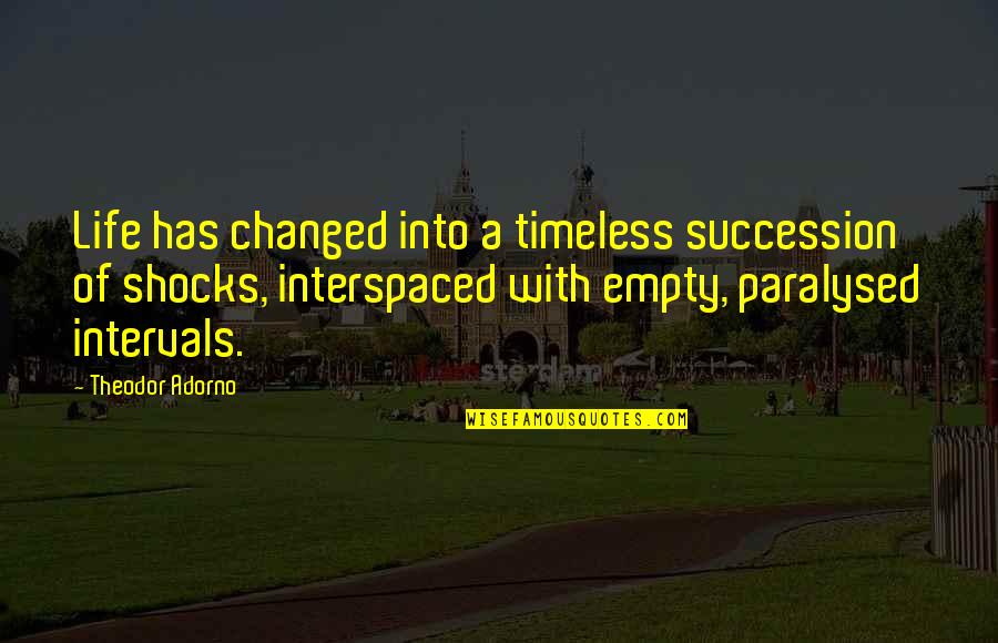 Succession Quotes By Theodor Adorno: Life has changed into a timeless succession of