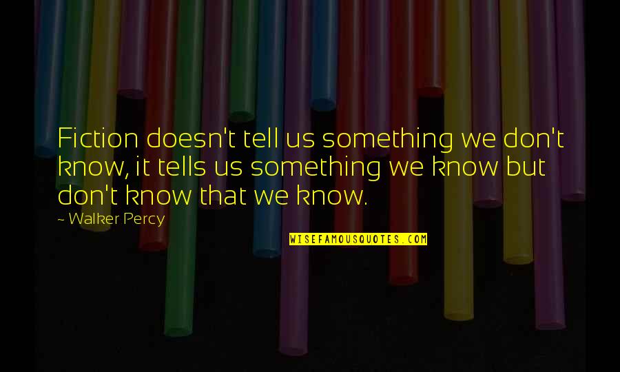 Succinctly Quotes By Walker Percy: Fiction doesn't tell us something we don't know,