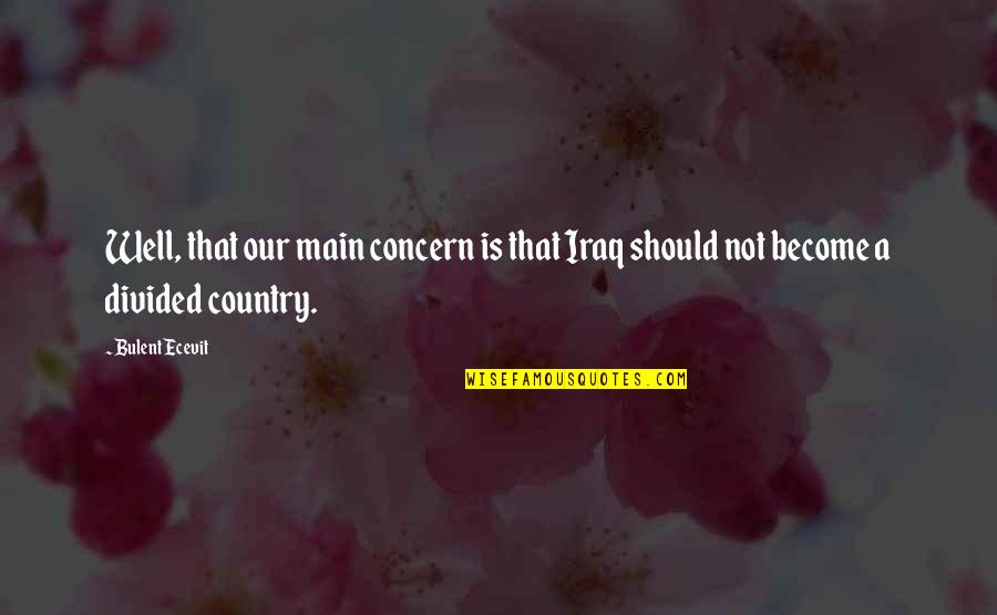 Succinence Quotes By Bulent Ecevit: Well, that our main concern is that Iraq