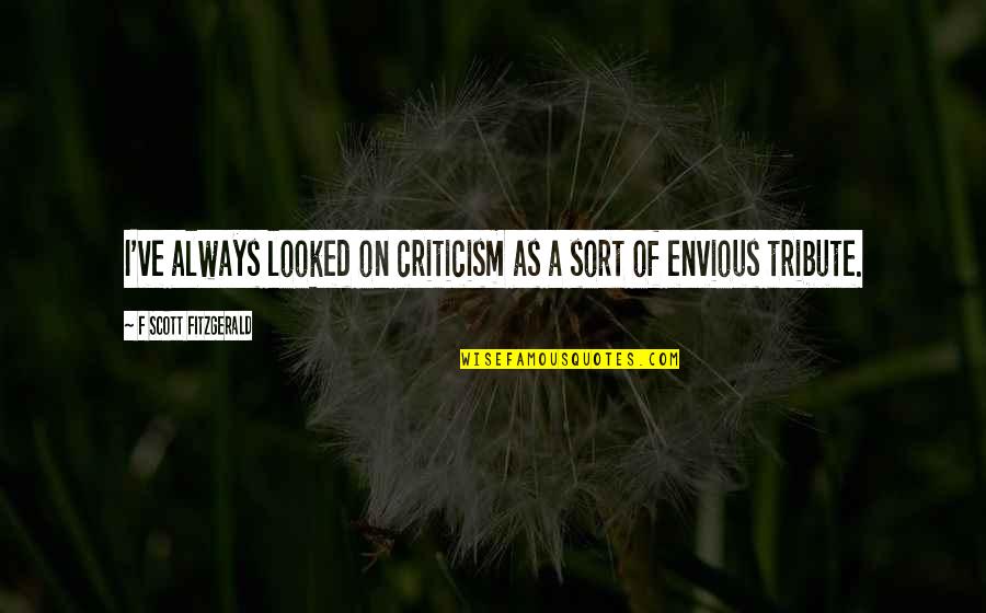 Such A Beautiful Tribute Quotes By F Scott Fitzgerald: I've always looked on criticism as a sort