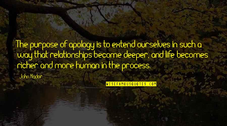 Such Is Life Quotes By John Kador: The purpose of apology is to extend ourselves