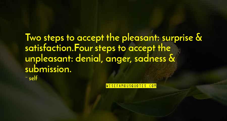 Such Sadness Quotes By Self: Two steps to accept the pleasant: surprise &