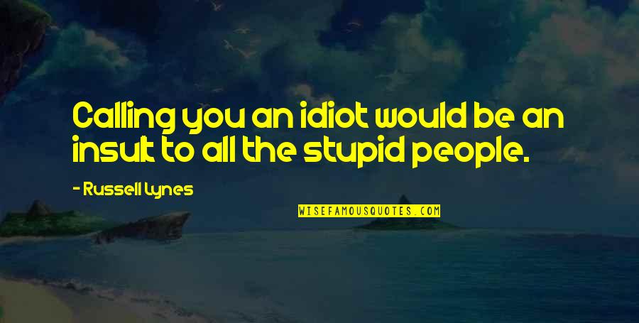 Suchamy Quotes By Russell Lynes: Calling you an idiot would be an insult