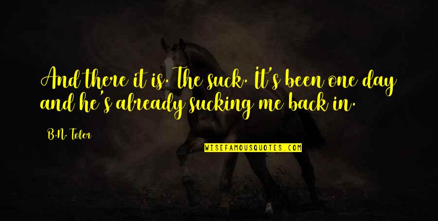 Sucking It Up Quotes By B.N. Toler: And there it is. The suck. It's been