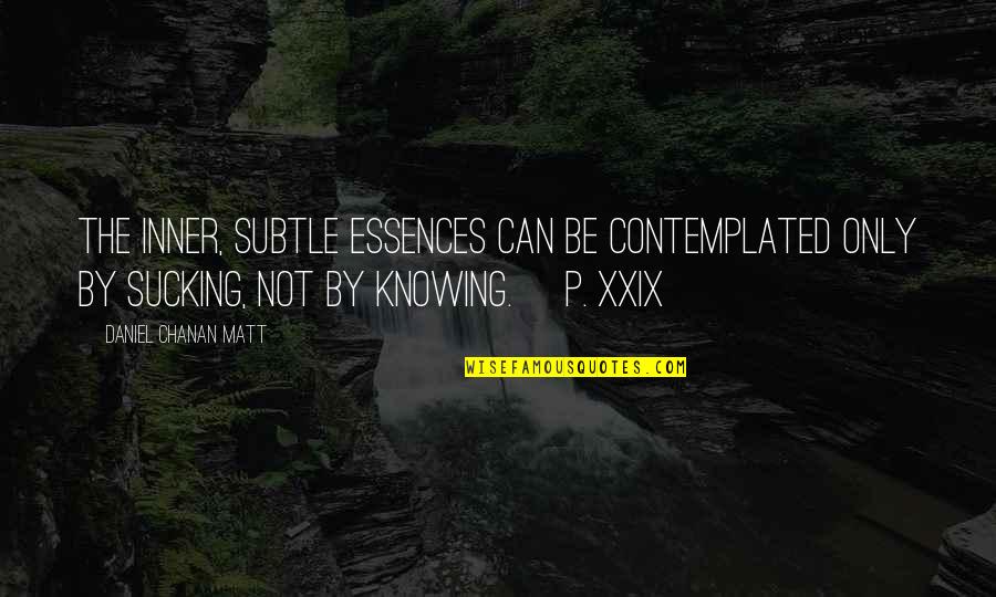 Sucking It Up Quotes By Daniel Chanan Matt: The inner, subtle essences can be contemplated only