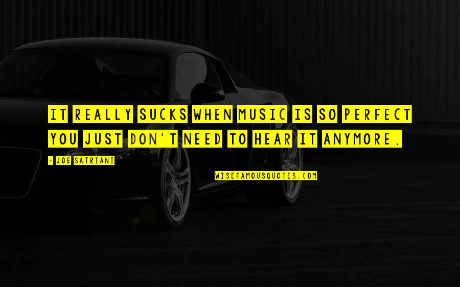 Sucks Quotes By Joe Satriani: It really sucks when music is so perfect