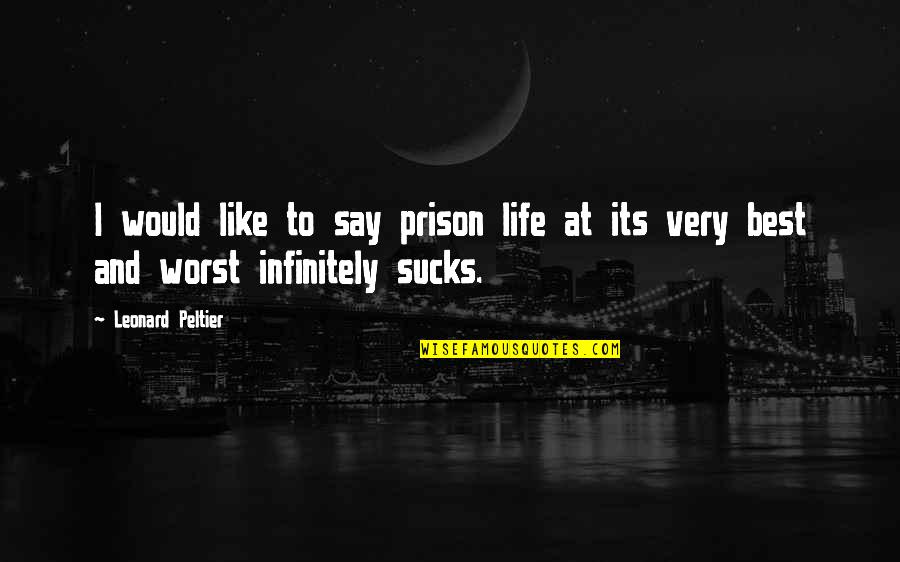 Sucks Quotes By Leonard Peltier: I would like to say prison life at